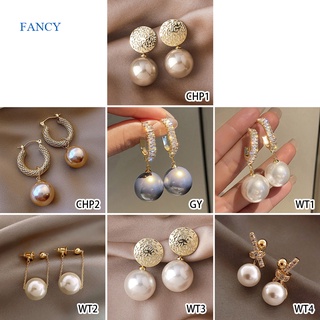 Fancy ใหม่ แฟชั่นเกาหลี ขนาดใหญ่ สีขาว มุก ต่างหูหยด สําหรับผู้หญิง โบฮีเมียน ทอง กลม มุก ต่างหูแต่งงาน