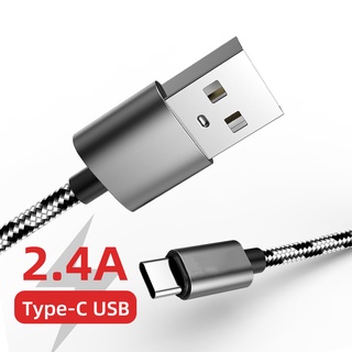 Accezz 2.4A Type-C สายชาร์จ สายชาร์จเร็ว ไนลอน สายข้อมูล สายเคเบิลโทรศัพท์ สําหรับ OPPO Vivo