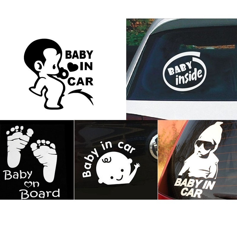 สติกเกอร์ติดรถน่ารัก-ไวนิล-baby-in-car-baby-on-board-safety-sign-sticker