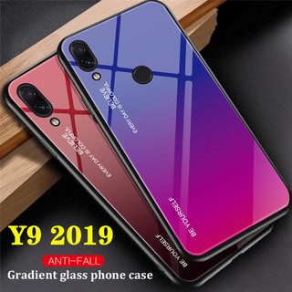 [ส่งจากไทย] Case Huawei Y9 2019 เคสหัวเว่ย เคสกระจกสองสี เคสกันกระแทก ขอบนิ่ม เคสกระจกไล่สี สินค้าใหม่