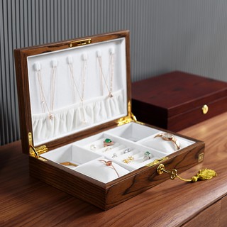 Casegrace กล่องไม้ ทรงสี่เหลี่ยมผืนผ้า สําหรับจัดเก็บเครื่องประดับ แหวน ต่างหู นาฬิกาข้อมือ