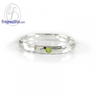Finejewelthai-แหวนเพอริดอท-เพอริดอท-แหวนพลอย-แหวนเงินแท้-พลอยประจำเดือนเกิด-Peridot-Silver-Ring-Birthstone-R1228pd