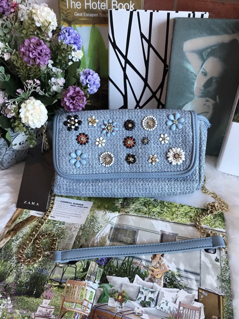 zara-crossbody-bag-with-flowers-แท้outlet