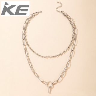 Hip-hop single product geometric ring double-necklace simple chain multi-necklace for girls f