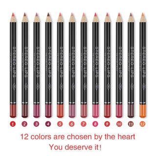 ชุดดินสอเขียนขอบปาก ลิปสติก เนื้อแมตต์กํามะหยี่ กันน้ํา 12 สี
