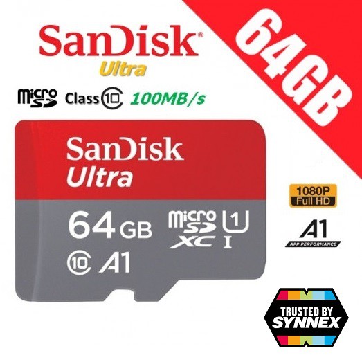 ภาพหน้าปกสินค้าSandisk A1 เมมโมรี่การ์ด 64GB ความเร็ว 100MB/S Ultra Class 10 MicroSDHC Micro SD Memory Card