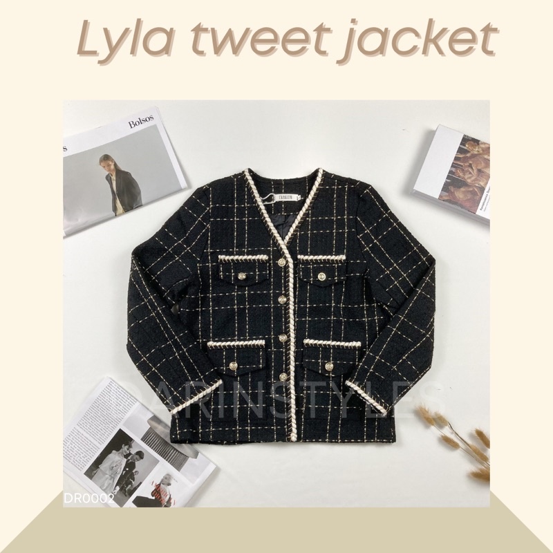 lyla-tweet-jacket-dr0002-เสื้อคลุมผ้าทวีตสีดำ-ลุคสวยแพง