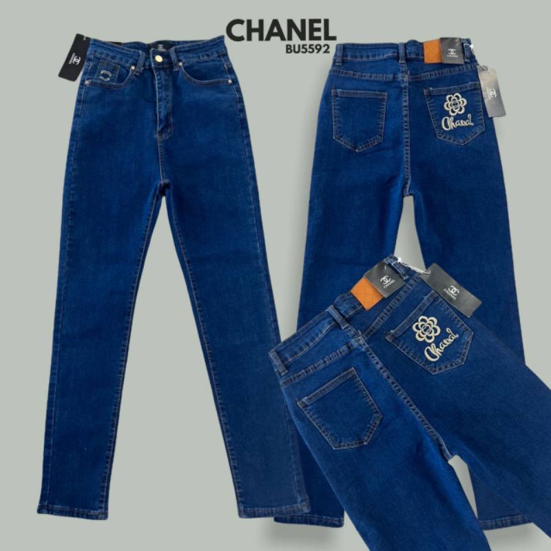 กางเกงยีนส์ขาเดฟผ้ายืดทรงสวยปักกระเป๋าหลังน่ารักๆร้นใหม่ล่าสุดห้ามพลาด-กางเกงยีนส์ขายาว-bu5592