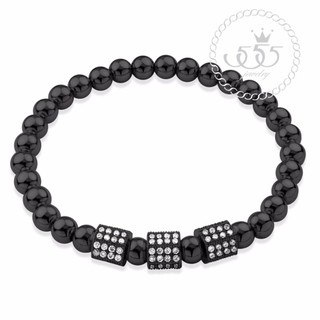 555jewelry สร้อยข้อมือประดับ CZ รุ่น MNC-BR357-D  สีดำ