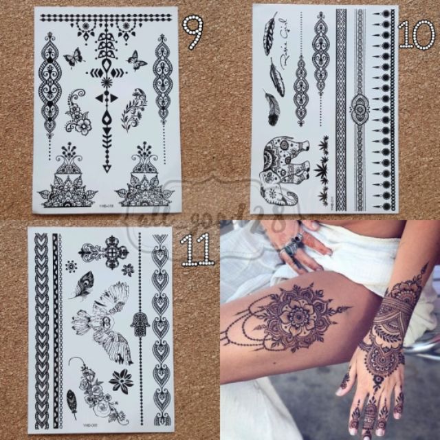 พร้อมส่ง-สติ๊กเกอร์รอยสักเฮนน่า-แทททูเฮนน่า-henna-tattoo-8