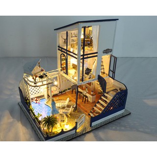 โมเดลบ้าน DIY ชุด Starlight Waltz บ้านจิ๋ว บ้านสีขาว พร้อมส่งทันที บ้านตุ๊กตาสีขาว มีฝาครอบ+กล่องดนตรี