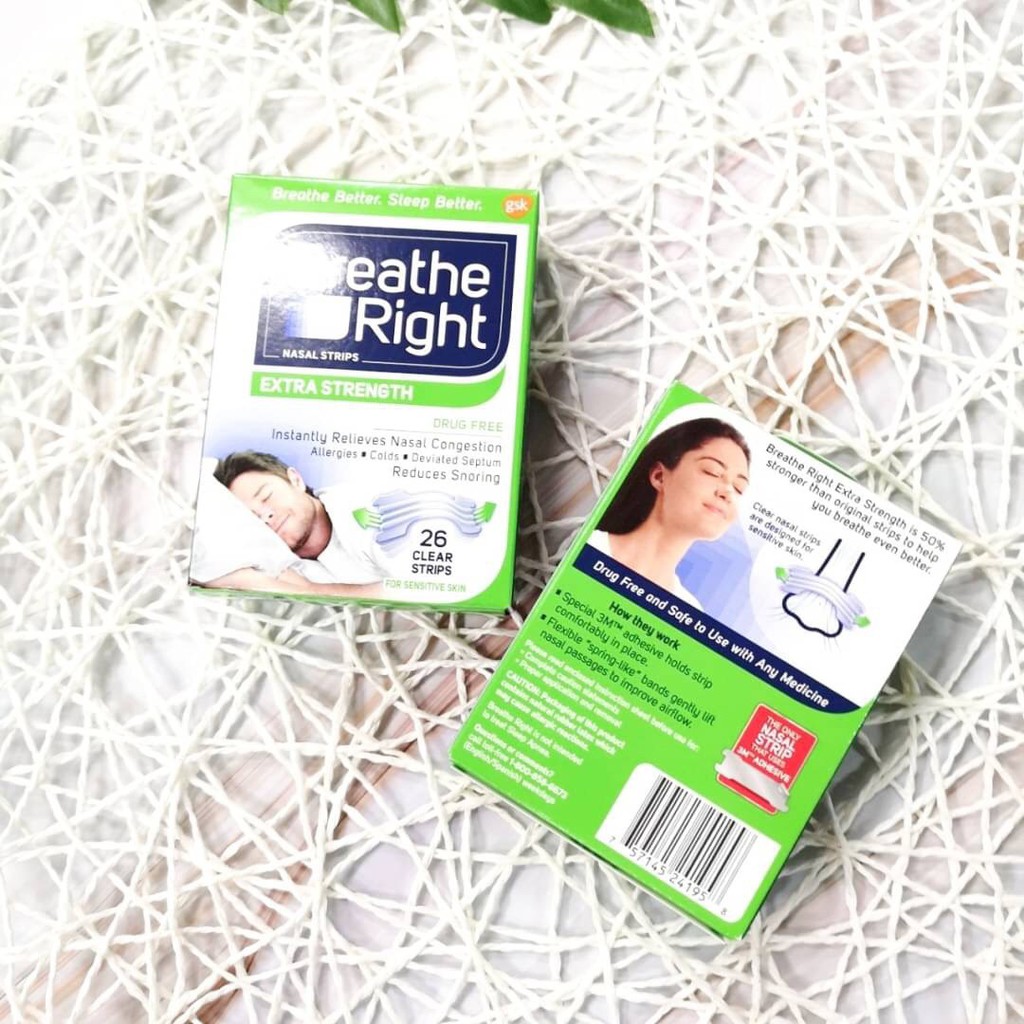 Breathe Right Extra Nasal Strips, Clear Color Strips for Sensitive Skin ...