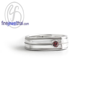 Finejewelthai-แหวนโกเมน-โกเมน-แหวนพลอย-แหวนเงินแท้-พลอยประจำเดือนเกิด-Garnet-Silver-Ring-Birthstone-R1423gm