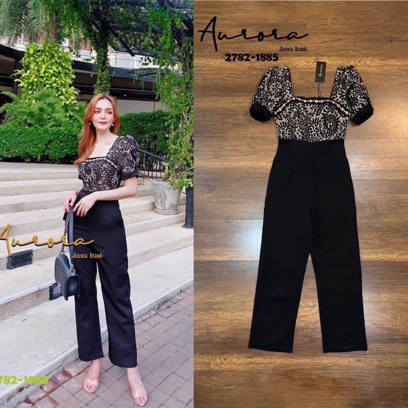 จั้มสูทแบบหรู-ชุดหรูดูแพง-ชุดทำงาน-ชุดไปงานสีดำ-ชุดไปงาน-2782-งานป้าย-aurora