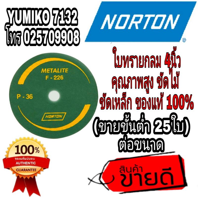 ราคาและรีวิวNORTON ใบทรายกลม 4นิ้ว(ขายขั้นต่ำ25ใบ)ของแท้100%