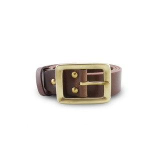 Brown Stone เข็มขัดหนังแท้รุ่น Milano Tan Narrow Belt Solid Brass Rectangle Buckle