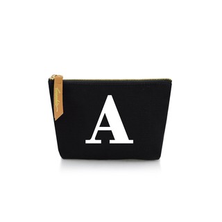 กระเป๋าผ้าลายอักษร ALPHABET  Pouch Coin Bag BLACK  A