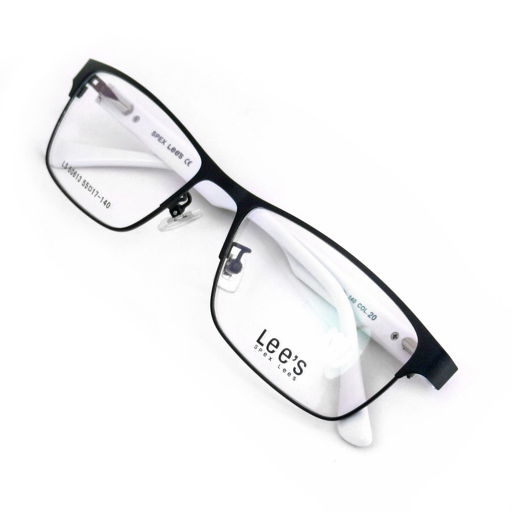 lees-แว่นตา-รุ่น-50613-c-20-สีดำตัดขาว-กรอบเต็ม-ขาสปริง-วัสดุ-สแตนเลส-สตีล-สำหรับตัดเลนส์-กรอบแว่นตา-eyeglasses