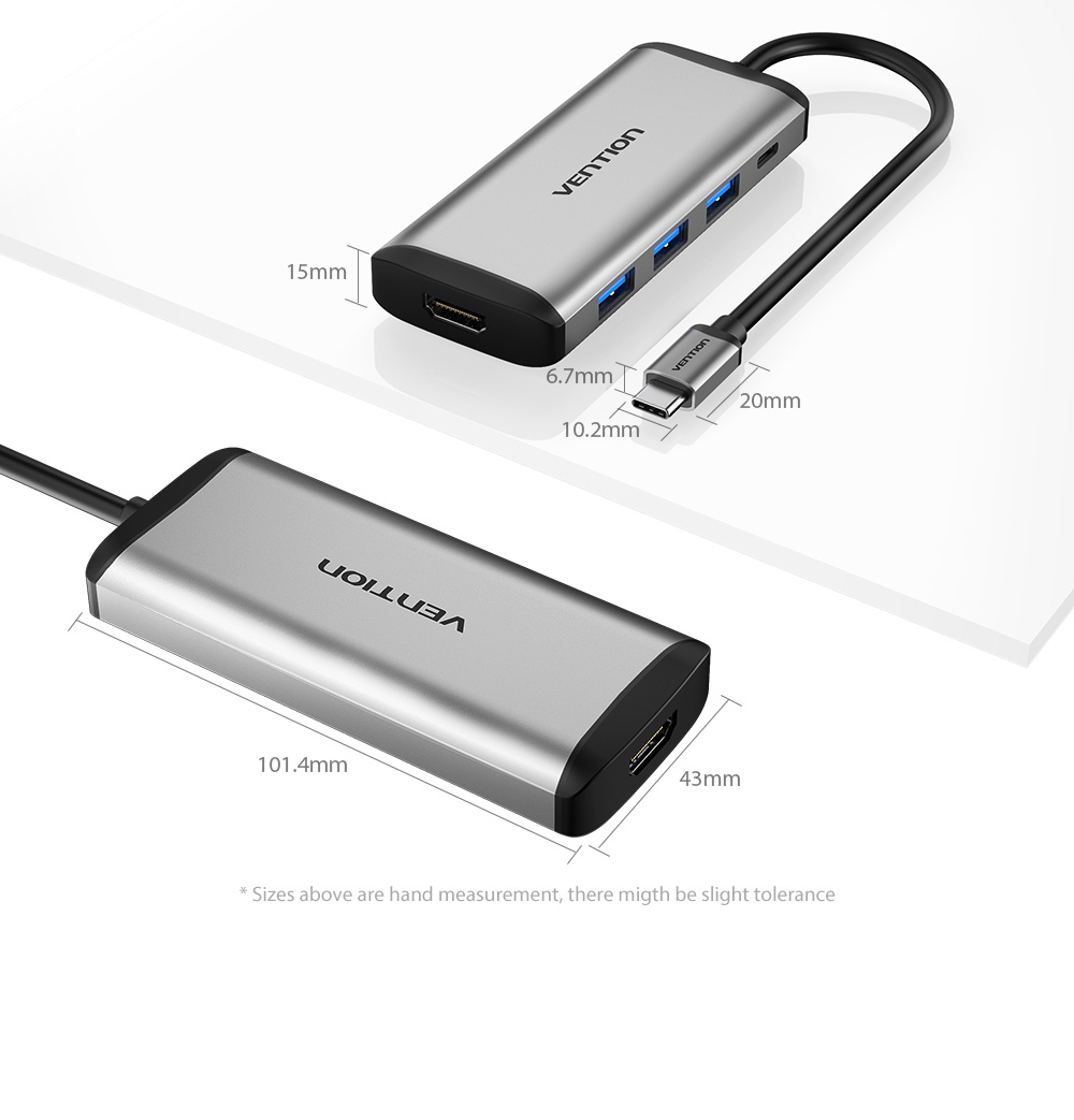 ข้อมูลเกี่ยวกับ Vention USB C Hub 5 In 1 Type C Hub HDMI USB 3.0 HUB Adapter USB 3.0 HUB Dock compatible for MacBook Laptop Computer