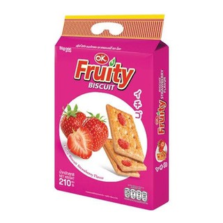 🍓OK Fruity Biscuit strawberry flavor โอเค ฟรุ๊ตตี้ บิสกิต รสสตรอว์เบอร์รี่ 210 กรัม