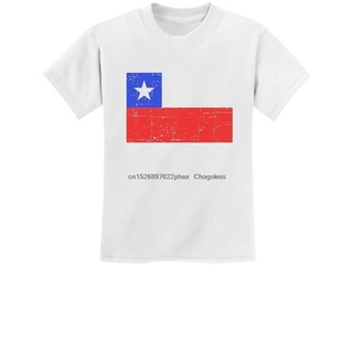 เสื้อยืดพิมพ์ลายแฟชั่น เสื้อยืด พิมพ์ลายธง Chile Flag สไตล์วินเทจ แฟชั่นเรโทร สําหรับเด็ก