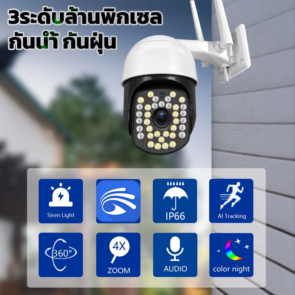 ekcamกล้องวงจรปิด-wifi-เสียงพูดไทยได้-yoosee-กล้องวงจรปิดไร้สาย-3ล้านพิกเซล-ไฟled32-มองเห็นในที่มืดกลางคืนเป็นภาพสี