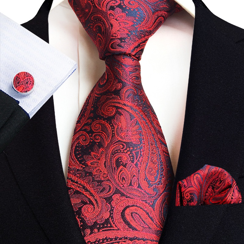 paisley-ชุดเนคไท-ลายดอกไม้-สามชิ้น-ทรงสี่เหลี่ยม-สําหรับผู้ชาย
