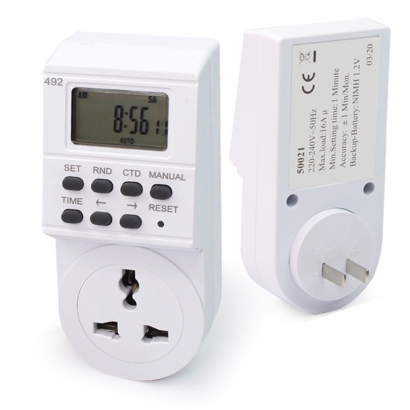 ภาพหน้าปกสินค้าDigital Timer 220V 10A รุ่น 492 (เครื่องตั้งเวลาเปิดปิดไฟอัตโนมัติ) ทามเมอร์ตั้งเวลาดิจิตอล ปลั๊กตั้งเวลาดิจิตอล