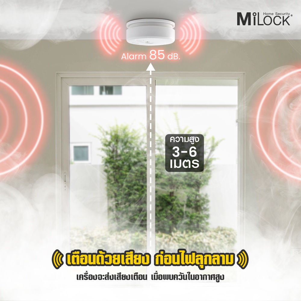 ส่งฟรี-milock-เซ็นเซอร์ตรวจจับควัน-smoke-detector-เซ็นเซอร์ตรวจจับควัน-เตือนด้วยเสียงก่อนไฟลุกลาม