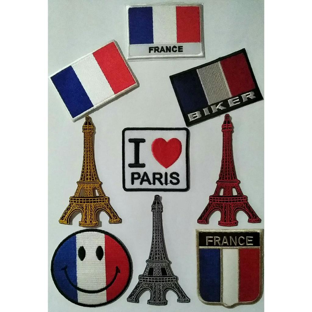 อาร์ม-ตัวรีดติดเสื้อ-อาร์มปัก-patch-ตกแต่งเสื้อผ้า-หมวก-กระเป๋า-ธงชาติฝรั่งเศส-france-paris-the-eiffel-tower-หอไอเฟล