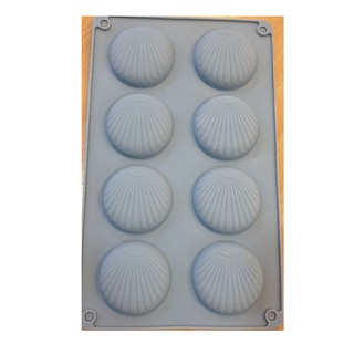 แม่พิมพ์ ซิลิโคน รูปหอยเชลล์กลม 8 ช่อง (สีแรนดอม) Shell Silicone Molds