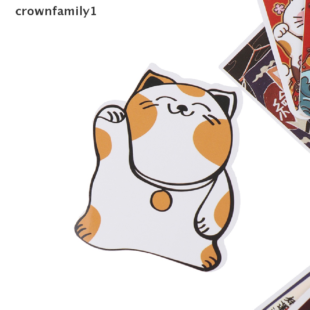 crownfamily1-สติกเกอร์-ลายกราฟฟิตี้แมวนําโชค-สําหรับตกแต่งกระเป๋าเดินทาง-แล็ปท็อป-จักรยาน-รถยนต์-50-ชิ้น