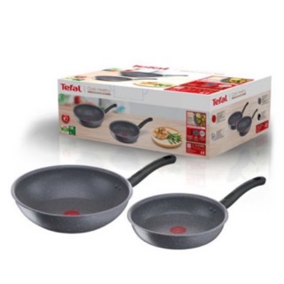 TEFAL ชุดกระทะ Cook Healthy เซ็ท 2 ชิ้น (กระทะแบน24 ซ.ม+กระทะก้นลึก 28 ซ.ม)