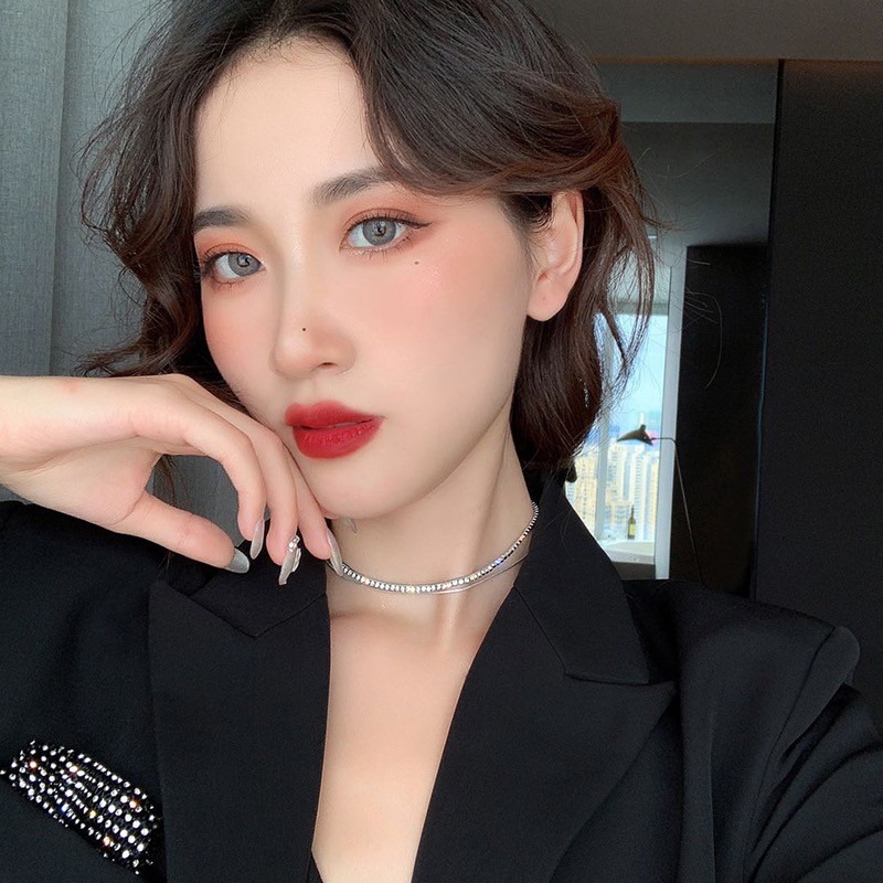 สร้อยคอโซ่-ประดับเพชร-หรูหรา-แวววาว-แฟชั่นสําหรับผู้หญิง