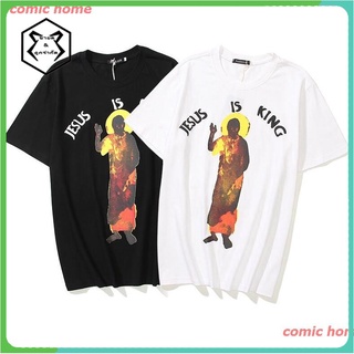 comic home New เสื้อยืดแขนสั้นผ้าฝ้ายพิมพ์ลาย Jesus Is King แฟชั่นสําหรับผู้ชาย sale