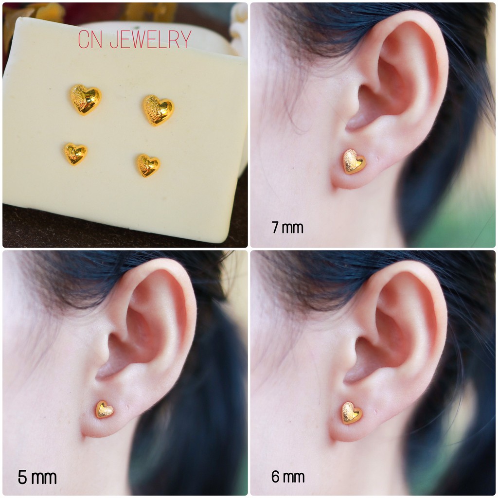 ภาพหน้าปกสินค้าต่างหูหัวใจซีก ขนาด 5mm 6mm 7mm ต่างหูมินิมอล รุ่นB65-B67 1คู่ CN Jewelry earings ตุ้มหู ต่างหูแฟชั่น ต่างหูเกาหลี