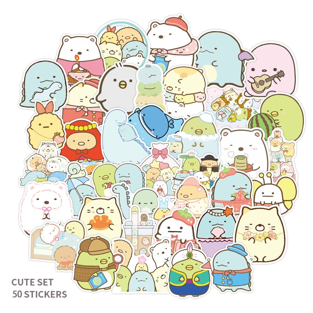 sumikko-gurashi-ซุมิกโกะ-sticker-สติกเกอร์กันน้ำรูปแบบที่แตกต่างกัน-50ชิ้น