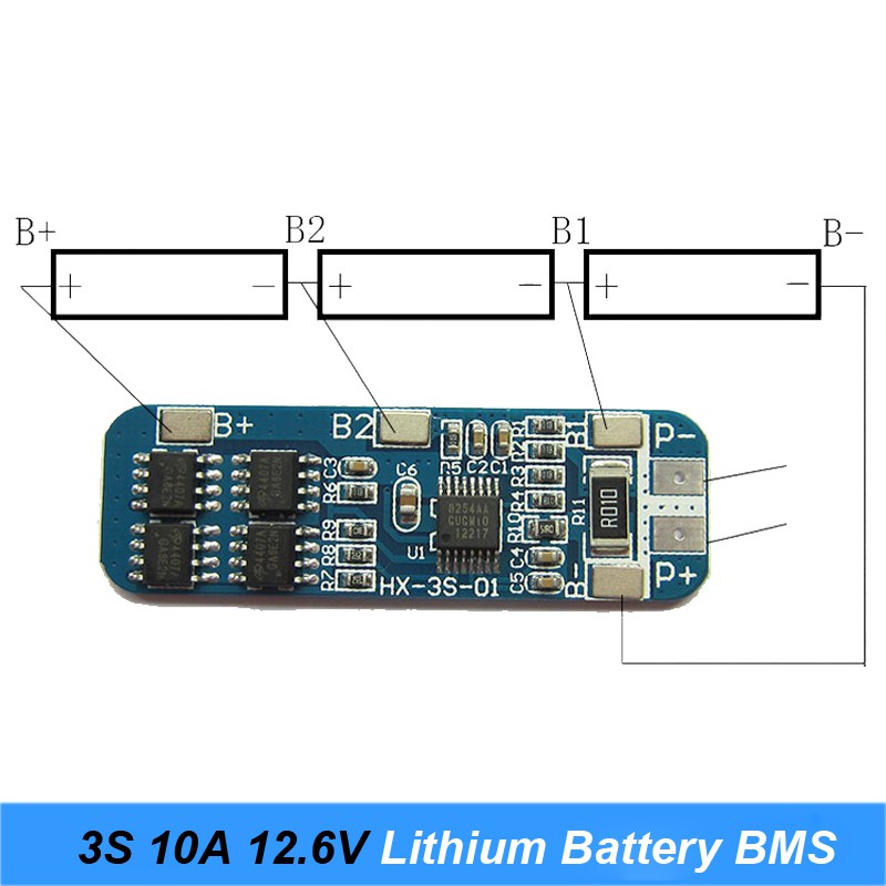 โมดูลบอร์ดชาร์จแบตเตอรี่ลิเธียม-3s-10a-12v-สําหรับแบตเตอรี่ลิเธียม-18650-bms-10-8v-11-1v-1-3-ชิ้น