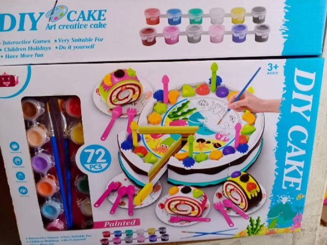 ของเล่นระบายสีเค๊ก-ตัดเค๊กได้-diy-cake