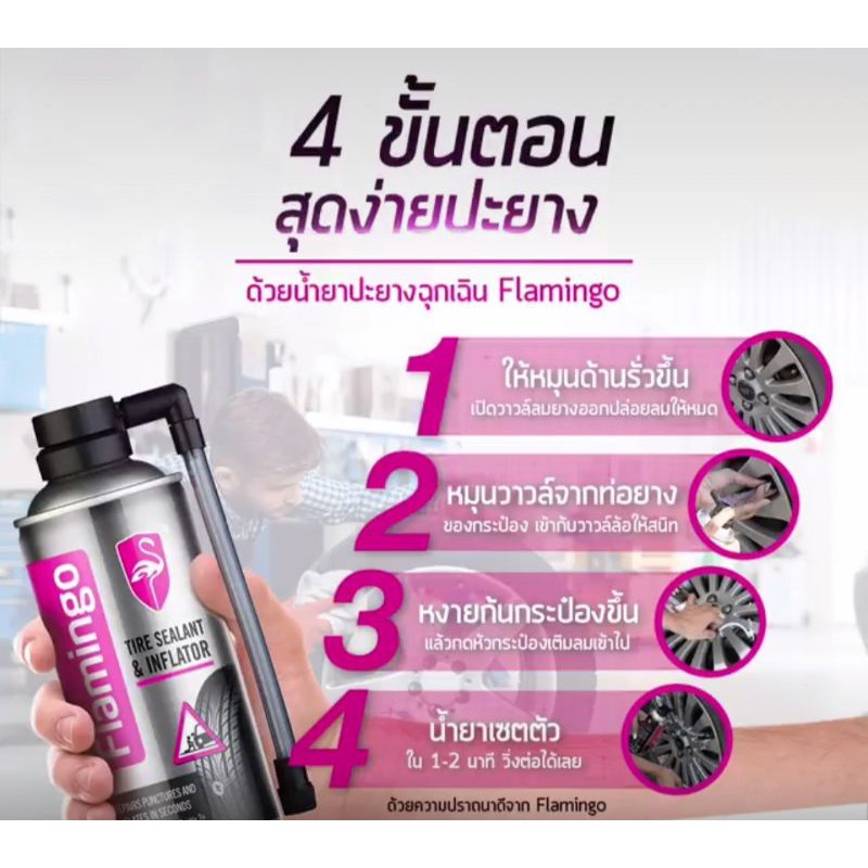 สเปรย์ปะยางฉุกเฉิน-flamingo-มาตรฐานusa-เติมลมฉุกเฉิน-น้ำยาปะยางฉุกเฉิน-tyre-sealer-ยางแบน-ยางรั่ว-ซ่อมได้ไม่ต้องถอดล้อ