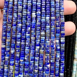 ลาพิสลาซูลี Lapis Laszuli ทรงกระบอกสั้น 2*4 mm เส้นยาว เกรด A