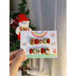 เล็บปลอมสีเจล ปั้นมือ นูน 3D ลายคริสมาส 🎄 ☃️❄️ แถมกาว+ตะไบ