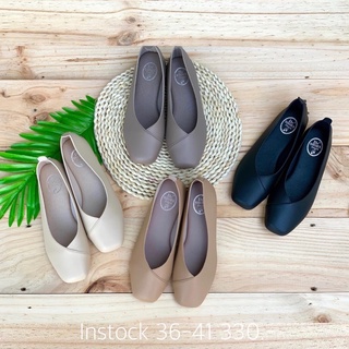 Simple casual shoe รองเท้าทรงสลิปออน รองเท้าคัทชูส้นแบนผู้หญิง หนังนิ่ม