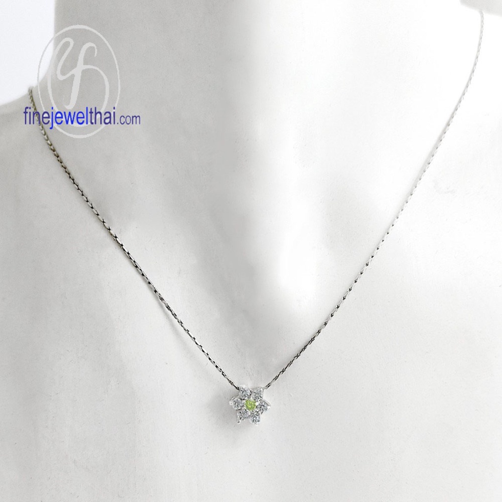 finejewelthai-จี้เพอริดอท-เพอริดอท-จี้เพชรcz-จี้พลอย-พลอยประจำเดือนเกิด-peridot-silver-pendant-birthstone-p1023pd00-2