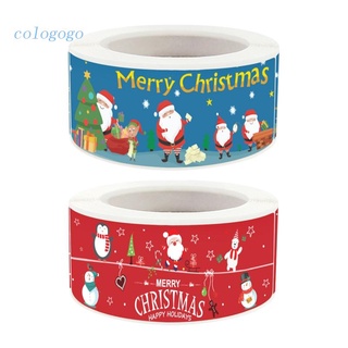 Colo สติกเกอร์ซีล ทรงสี่เหลี่ยมผืนผ้า ลาย Merry Christmas สําหรับตกแต่งกล่องของขวัญ 120 ชิ้น