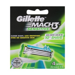 GILLETTE ใบมีดมัคทรีเซ็นซิทีฟ 4 ใบ ผลิตภัณฑ์กำจัดขน ของใช้ส่วนตัว ผลิตภัณฑ์และของใช้ภายในบ้าน GILLETTE MACH 3 SENSITIVE