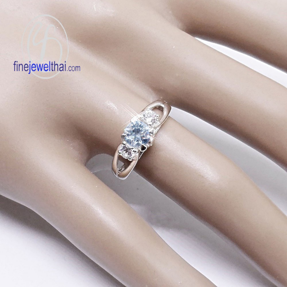 finejewelthai-แหวนอะความารีน-แหวนเงินแท้-แหวนพลอยแท้-aqamarine-silver-ring-birthstone-r1224aq-เลือกสีตัวเรือนได้