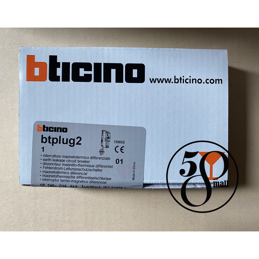 bticino-เบรกเกอร์กันไฟรั่ว-btplug-rcbo-1p-n-30ma-6ka-16a-รุ่น-btp1c16r30