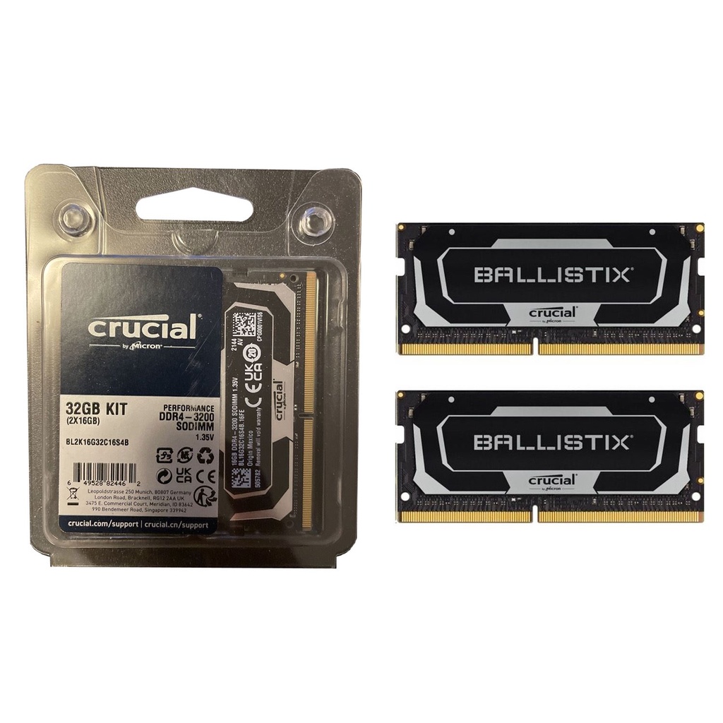 Crucial Ballistix SODIMM 32GB (2x16GB) DDR4 3200MHz C16 Laptop Gaming ...