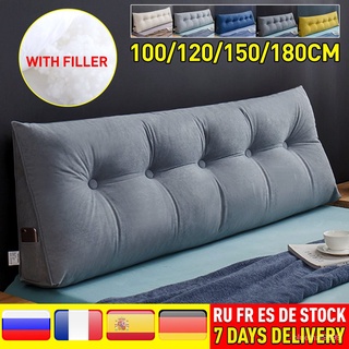 【บลูไดมอนด์】Soft Home Bedroom Triangle Bedside Large Pillow With Filler Removable Bedside Cushion Washable Backrest Bed